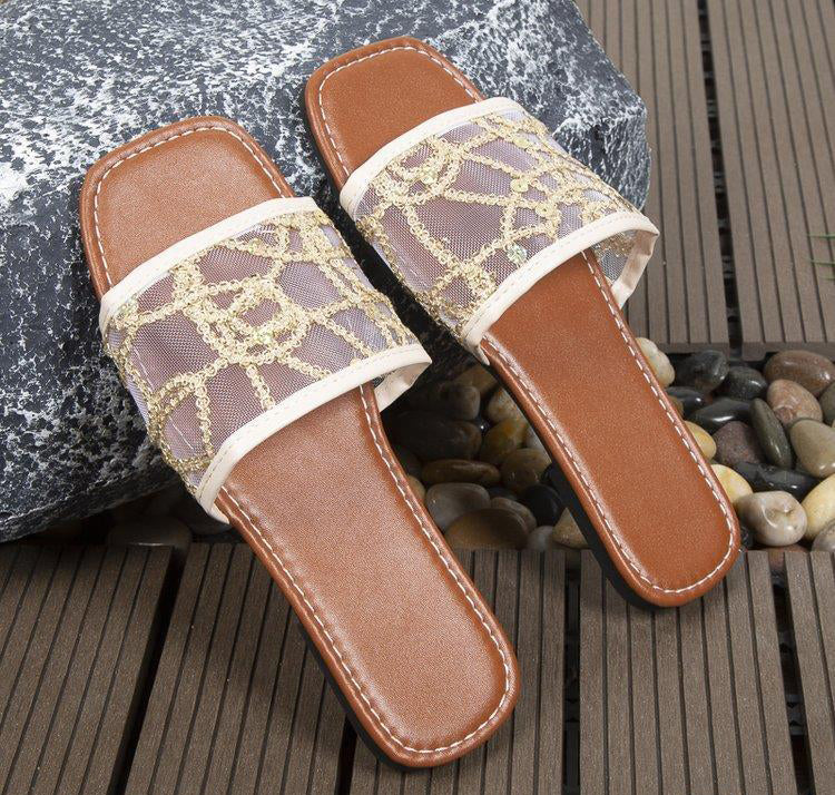 BamBam Slippers Women's Summer Outdoor Wear Flat Flip Flop Chic All-Match Shoes - BamBam