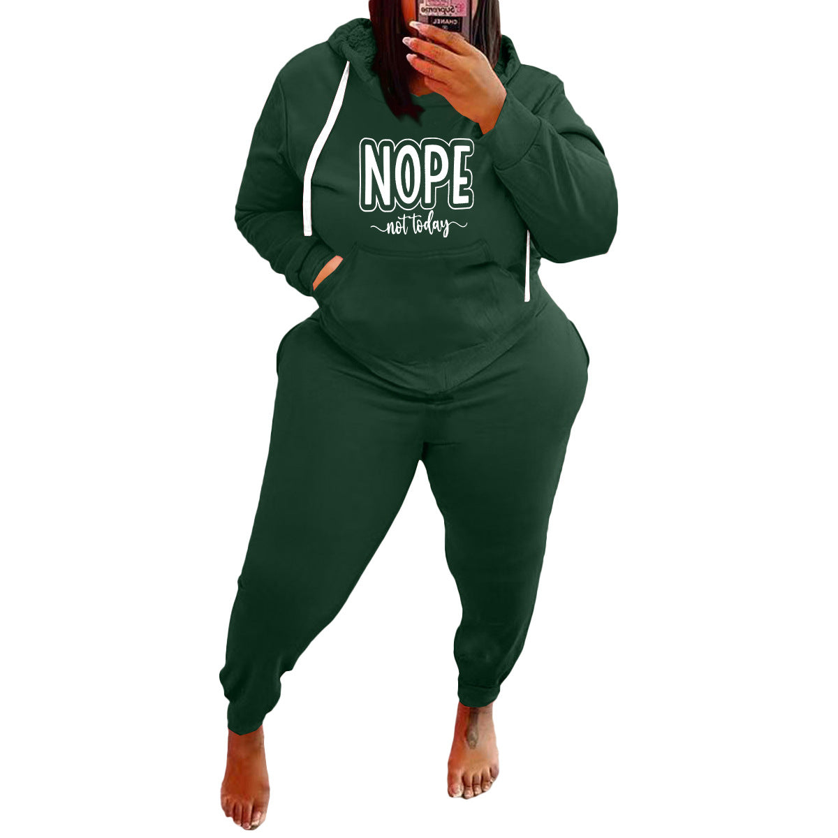 BamBam Plus Size Women's Sports Hoodies Casual Two-Piece Tracksuit Set - BamBam