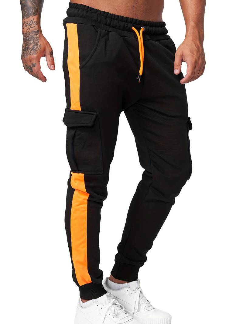BamBam Men's Sports Casual Pocket Fleece Color Blocked Sweatpants - BamBam