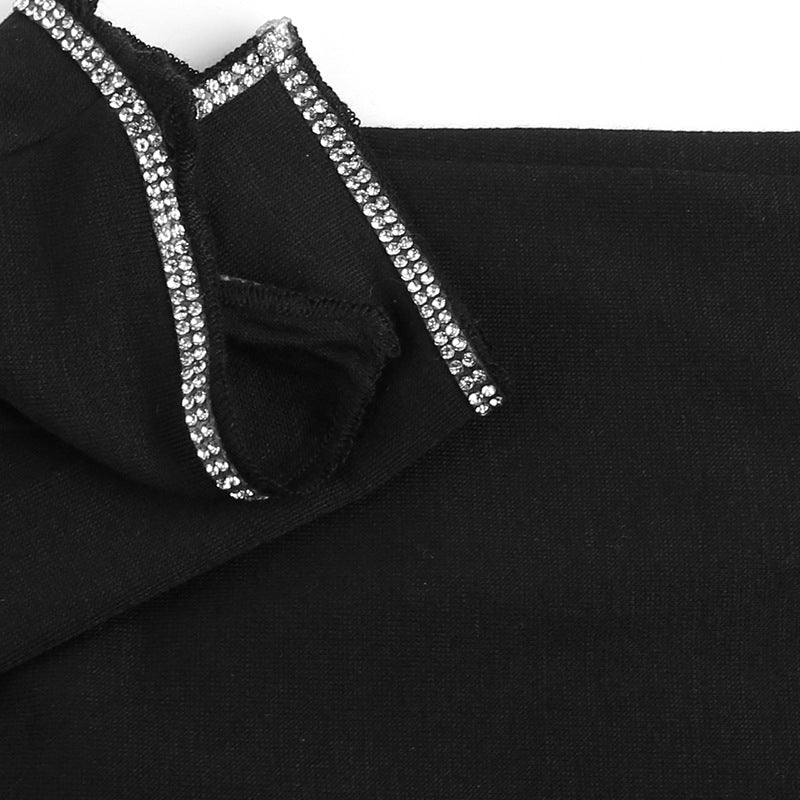 BamBam Long-Sleeved Sexy Slit Glitter Beaded Autumn Slim Long Knitting Dress - BamBam Clothing