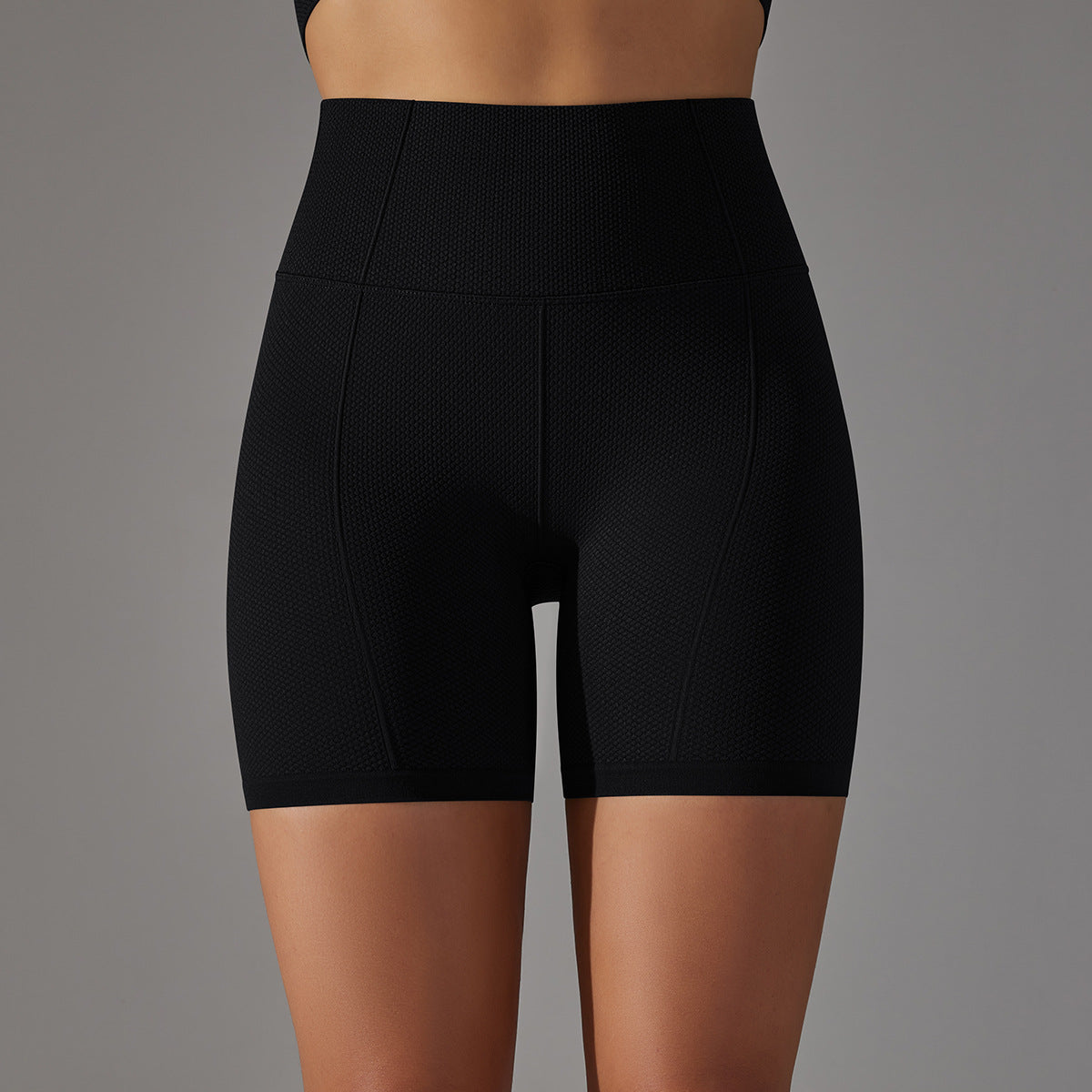 BamBam Seamless Solid Color Jacquard High Waist Tummy Control Butt Lift Yoga Shorts Sports Running Fitness Pants Women - BamBam