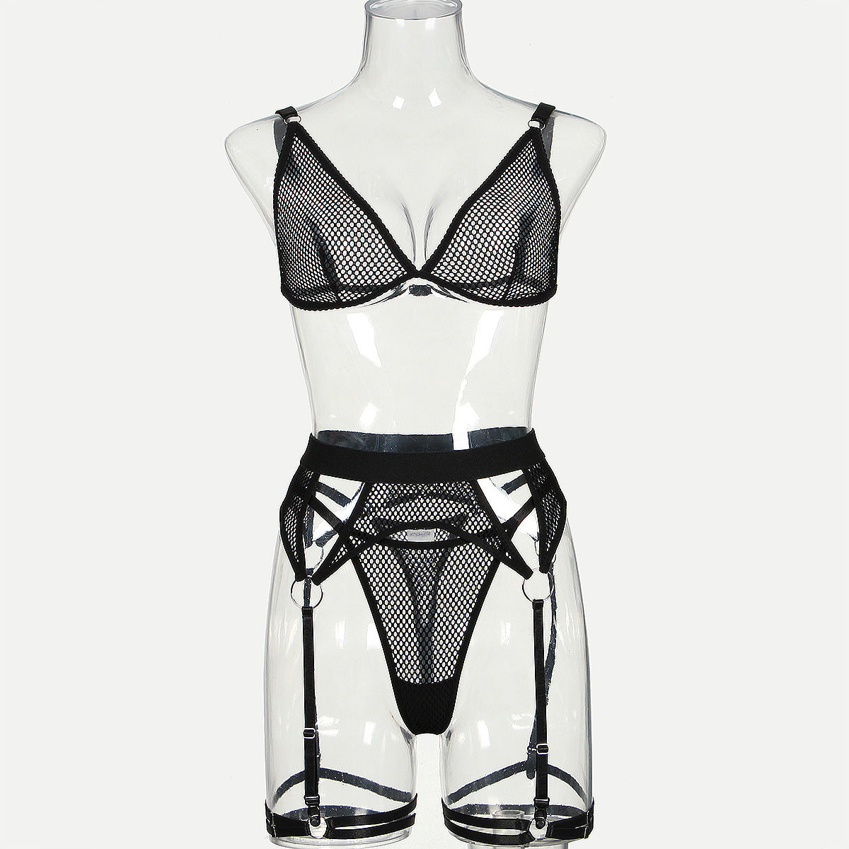 BamBam Women Bra Fishnet Temptation Hollow Sexy Lingerie Set - BamBam