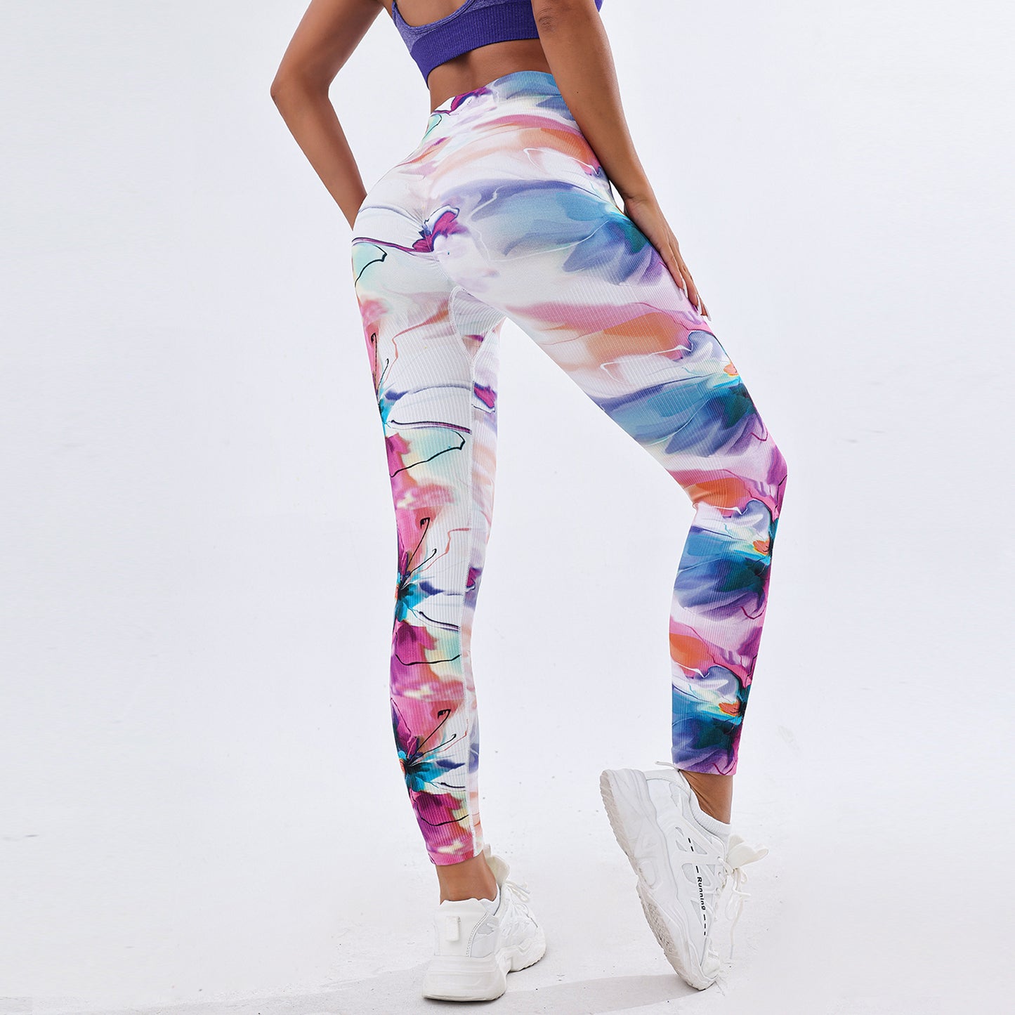 BamBam Printed Yoga Pants Women's Floral Tummy Control Butt Lift Yoga Pants Sports Fitness Leggings - BamBam