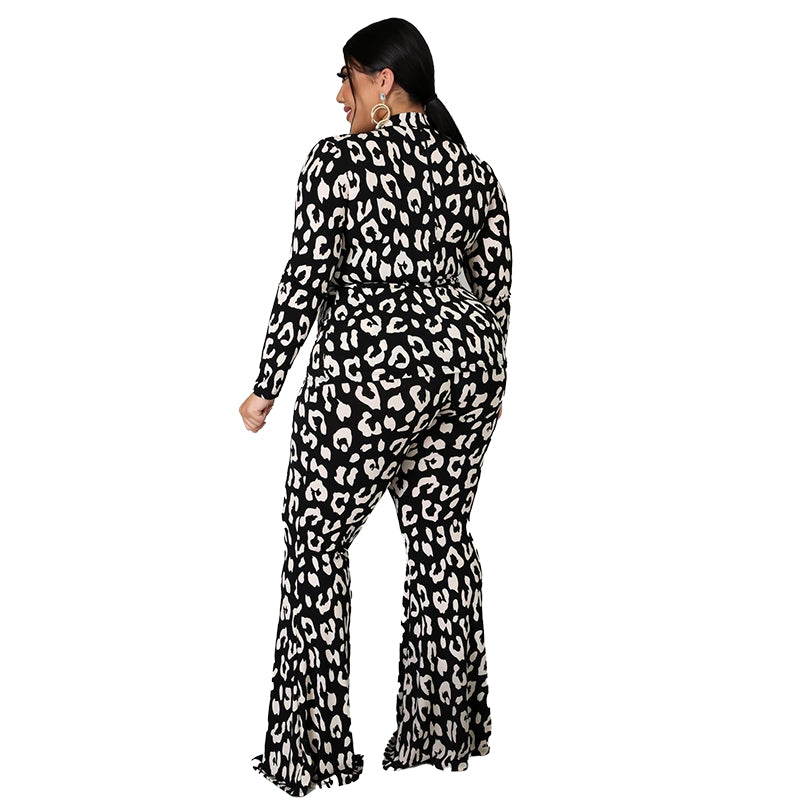 BamBam Plus Size Spring Formal Leopard Jumpsuit - BamBam Clothing