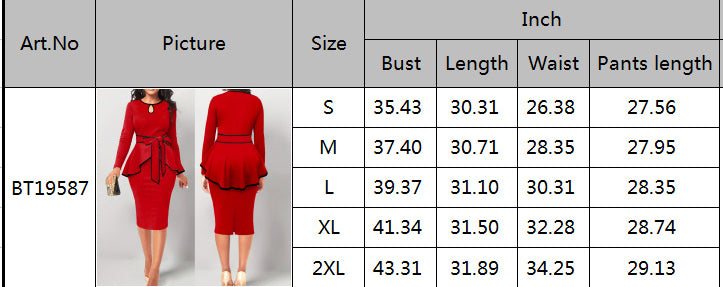 BamBam Sexy Elegant Office Suit Skirt Ruffle Top Back Slit Skirt Two Pieces - BamBam