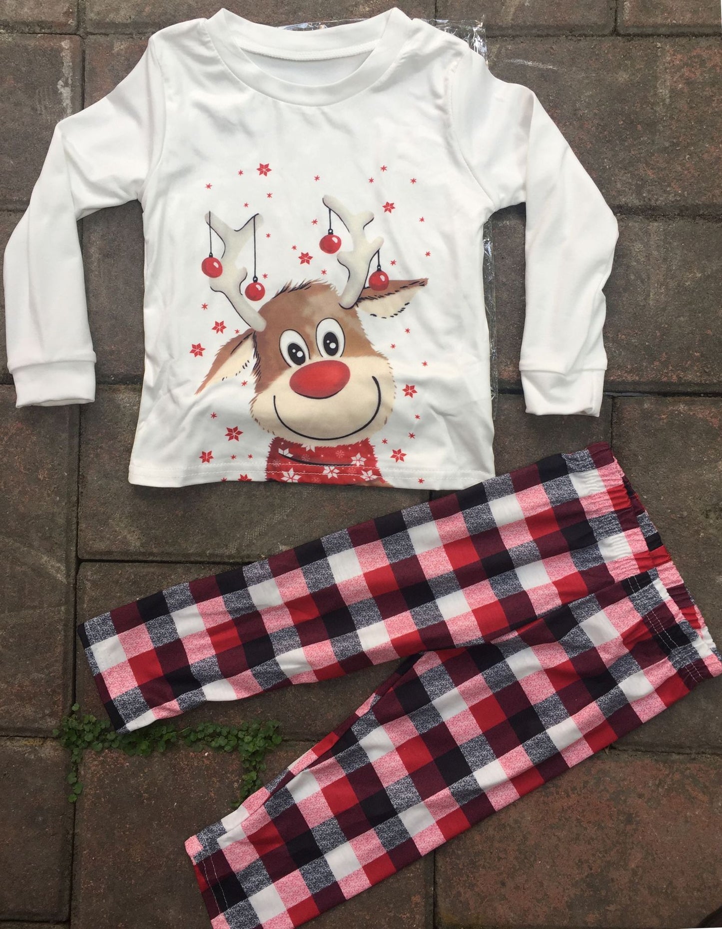 BamBam Christmas Elk Print Parent-Child Wear Long-Sleeved Pajamas Set Home Wear Family Outfits - BamBam