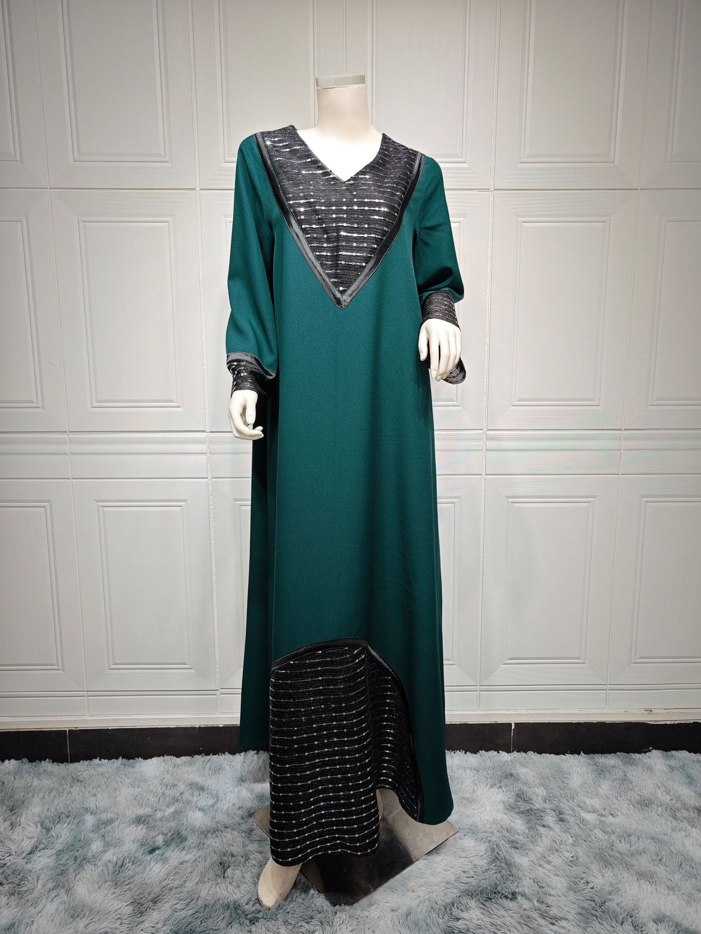 BamBam Women arab muslim sequin v neck robe - BamBam