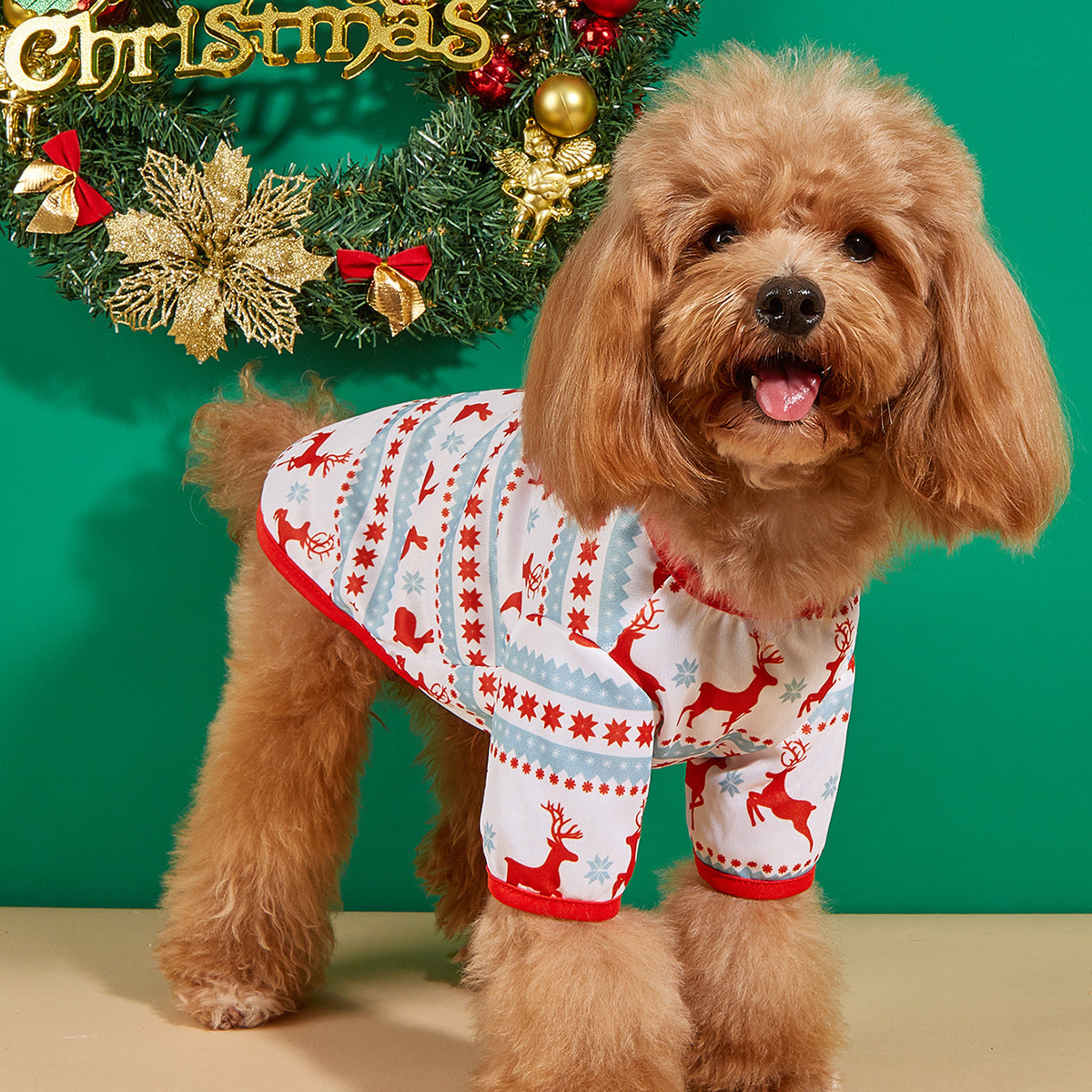 BamBam Christmas Dog Cartoon Print Cat Pet T-Shirt - BamBam