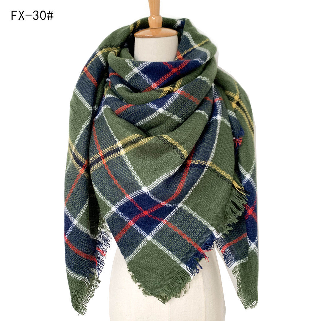 BamBam Autumn and winter imitation cashmere plaid square scarf scarf shawl - BamBam