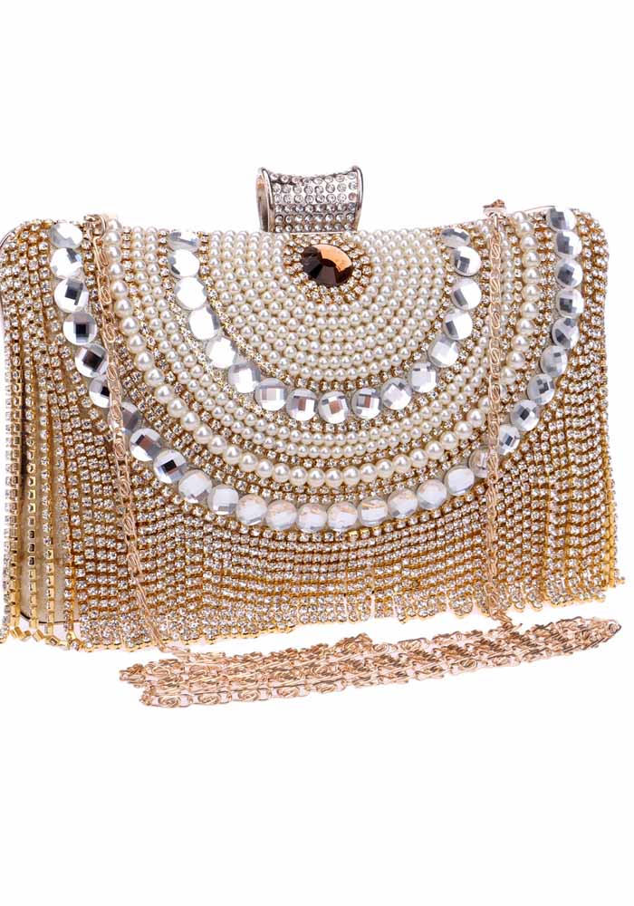 Women Pearl Fringe Evening Bag