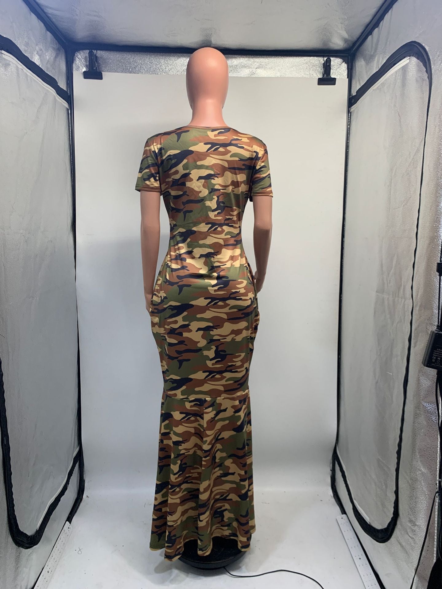 BamBam Plus Size Women Camouflage Print Short Sleeve Dress - BamBam