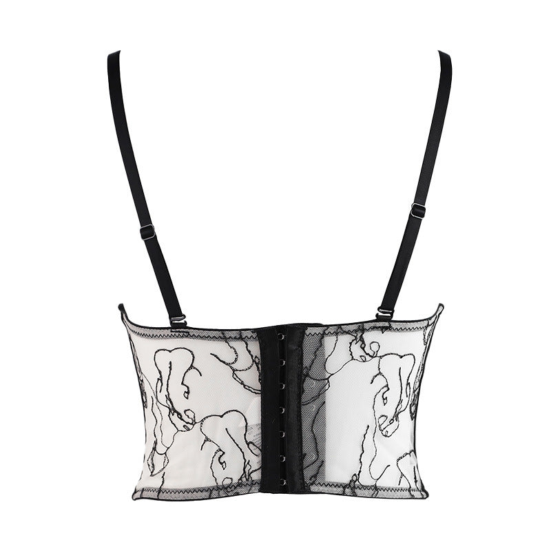 BamBam Beauty Straps See-Through Sexy Top With Gathered Fishbone - BamBam