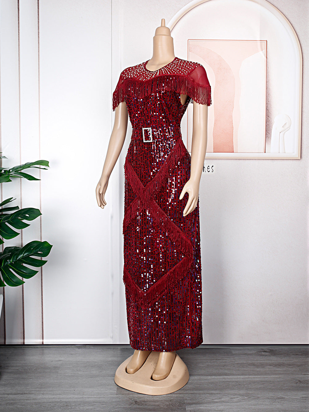 BamBam Plus Size Women Vintage Sequin Fringe Dress - BamBam