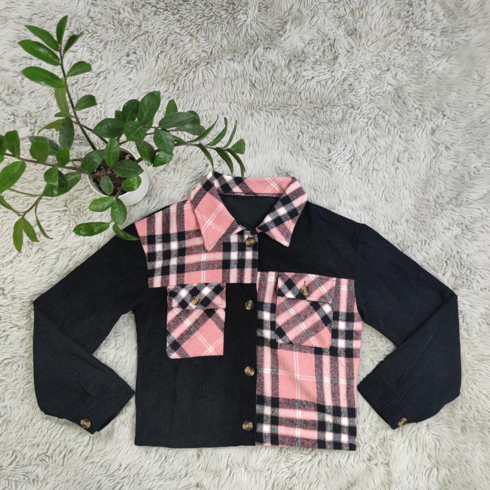 BamBam Women Autumn corduroy Plaid Patchwork Casual Jacket - BamBam