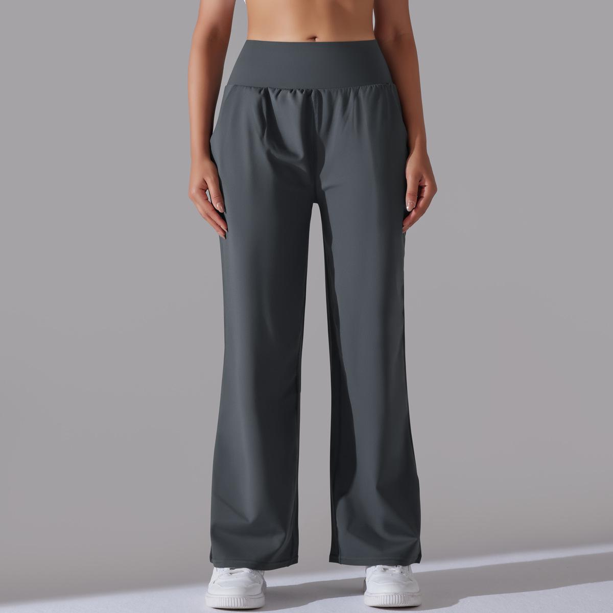 BamBam Women Sports Casual Loose Yoga Pants Pocket High Waist Wide Leg Pants - BamBam