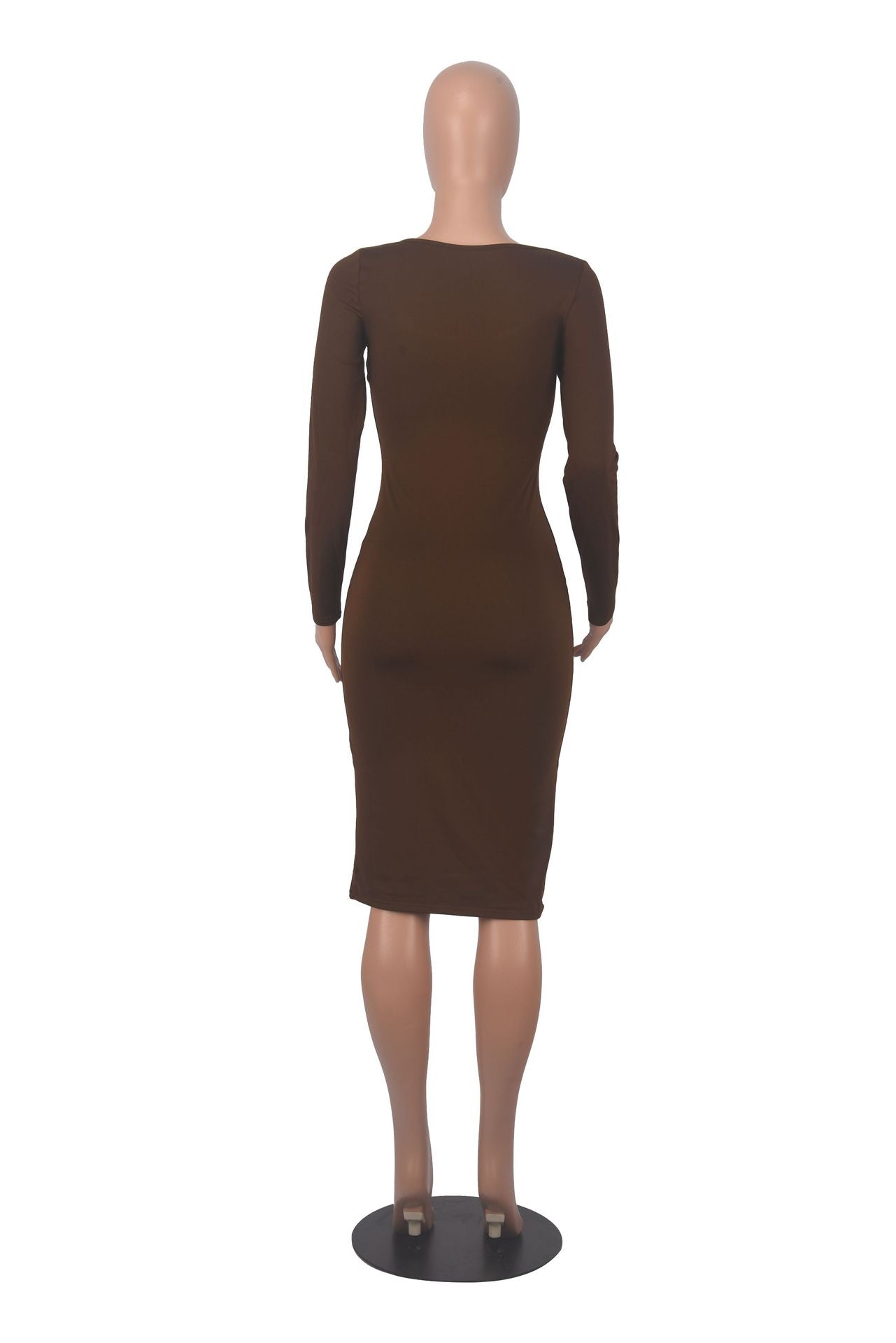 BamBam Women Sexy Long Sleeve Round Neck Bodycon Dress - BamBam Clothing