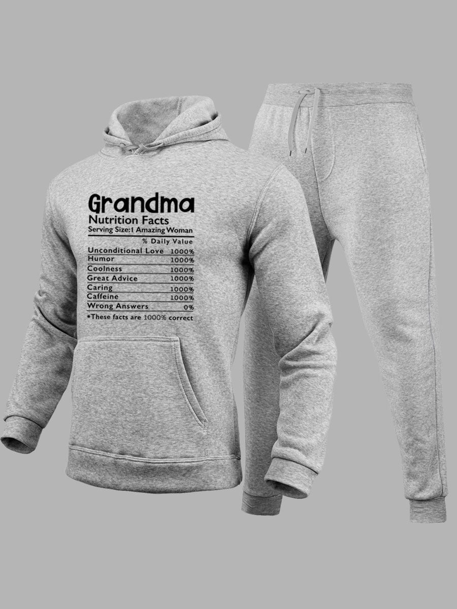 BamBam Autumn And Winter Casual Letter Print Hooded Hoodies Sweatpants Set - BamBam