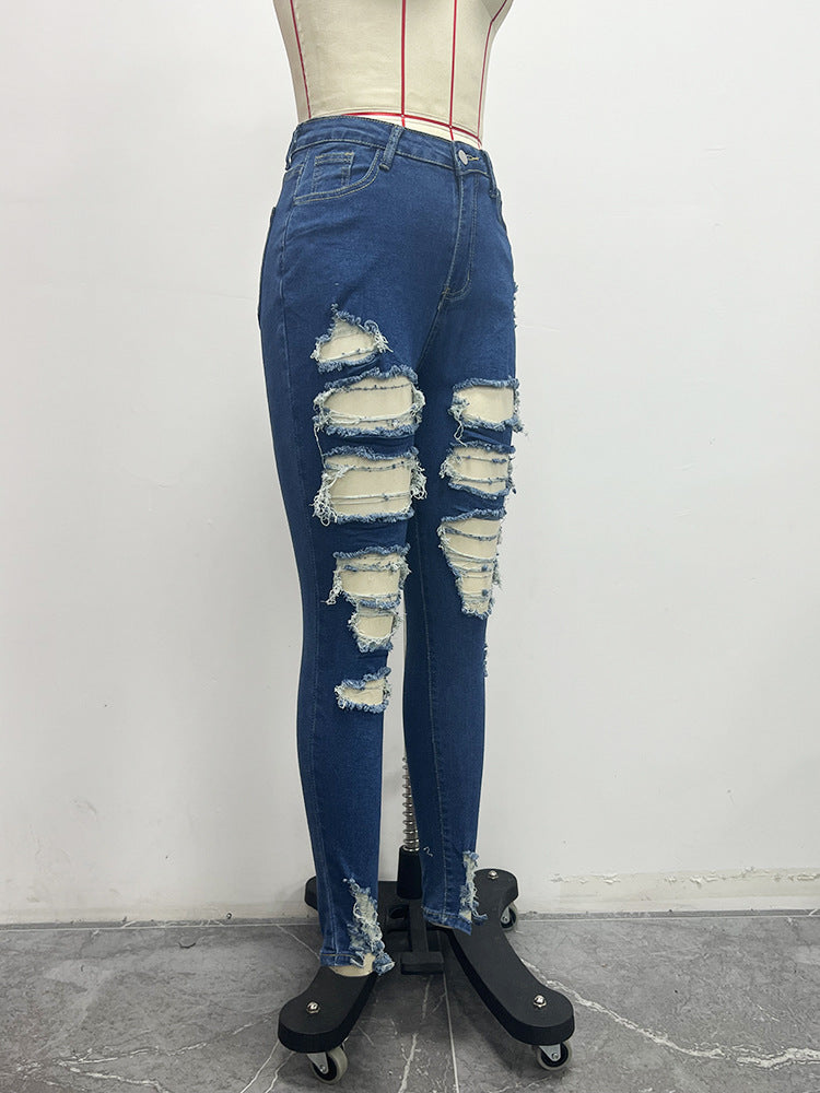 BamBam Style Trendy Ripped Women's Tight Denim Pants - BamBam Clothing