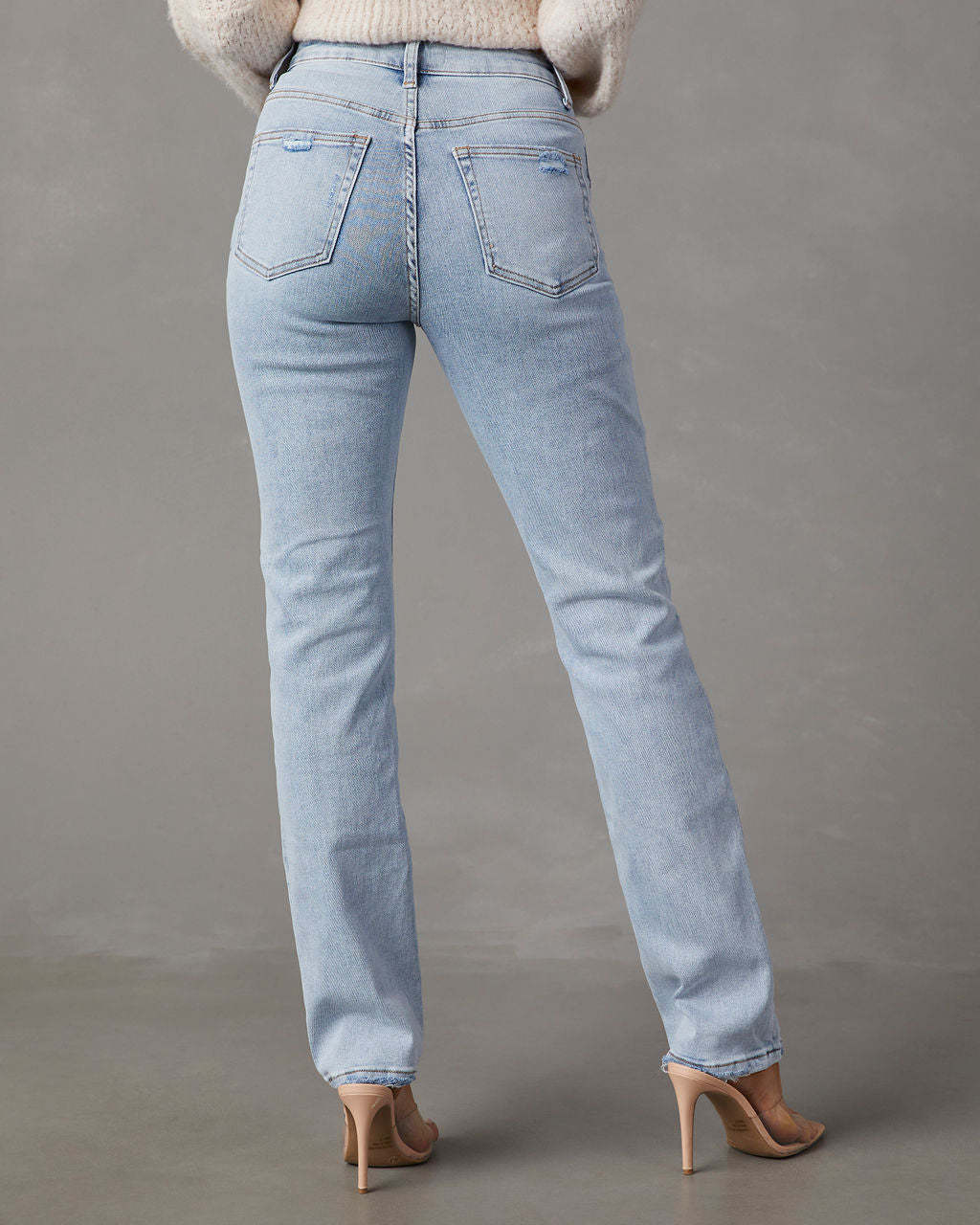 BamBam Women High Waist Denim Straight Pants - BamBam