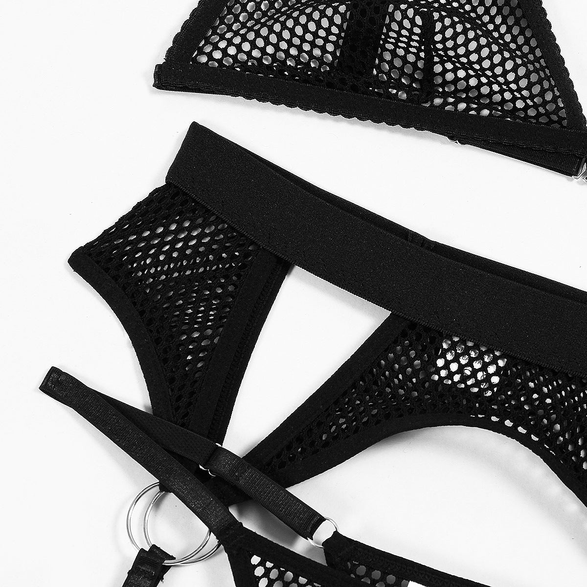 BamBam Women Bra Fishnet Temptation Hollow Sexy Lingerie Set - BamBam