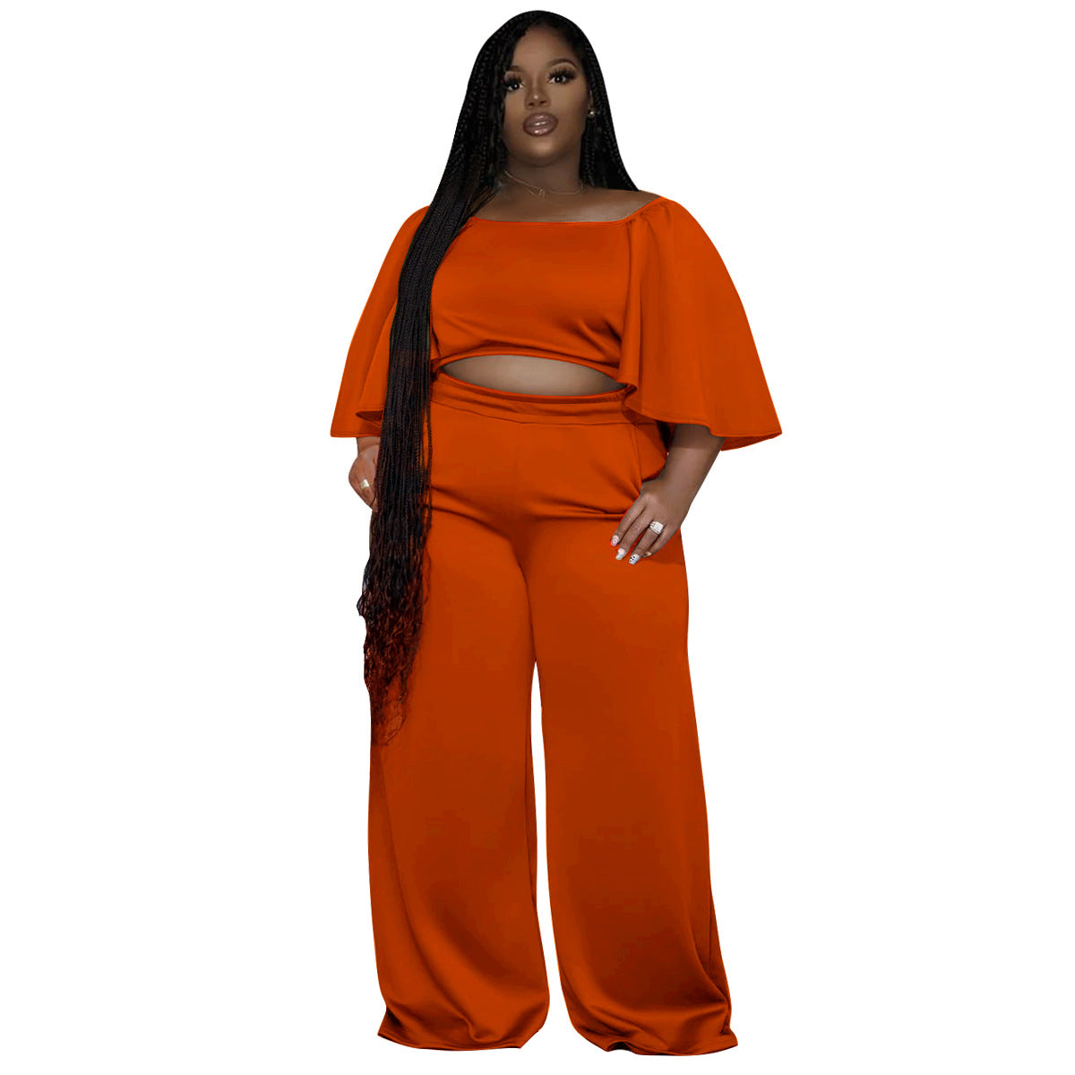 BamBam Plus Size Women Summer Short Sleeve Top and Pants Casual Two-Piece Set - BamBam