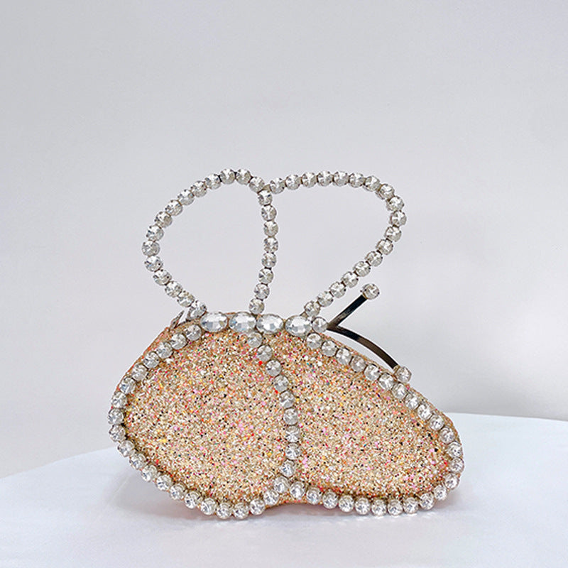 BamBam Trendy Dinner Bag Butterfly Glitter Handbag Rhinestone Ladies Bag Diagonal Bag - BamBam