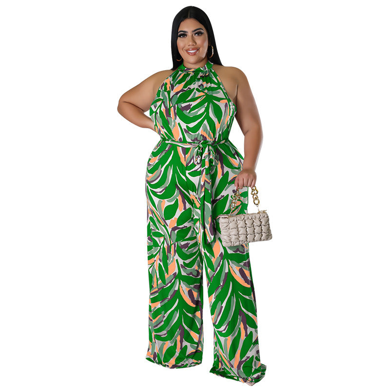 BamBam Plus Size Women's Fashion Holidays Casual Print Multicolor Jumpsuit - BamBam Clothing