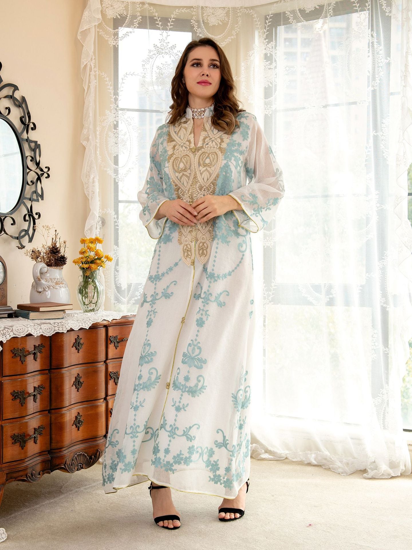 BamBam Women Dubai Arabian Dress Evening Dress Eid Robe - BamBam