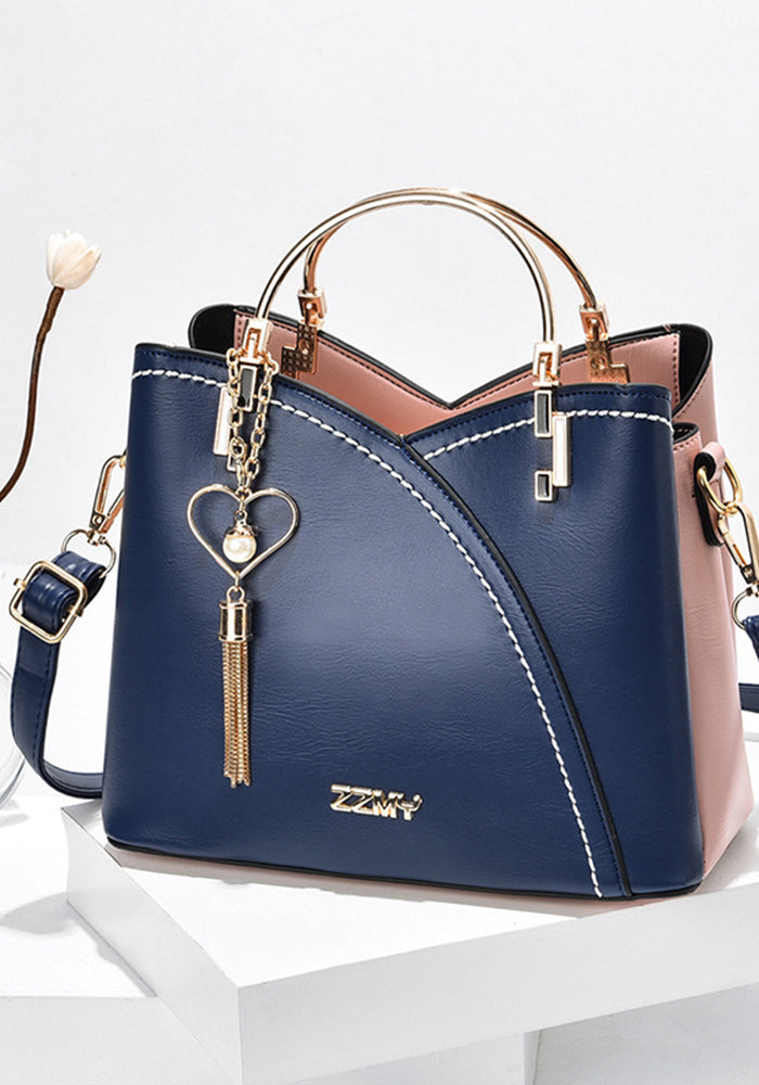 Patchwork Handbag Women's Bag Fashionable And Versatile Pu Leather Stylish Shoulder Crossbody Bag