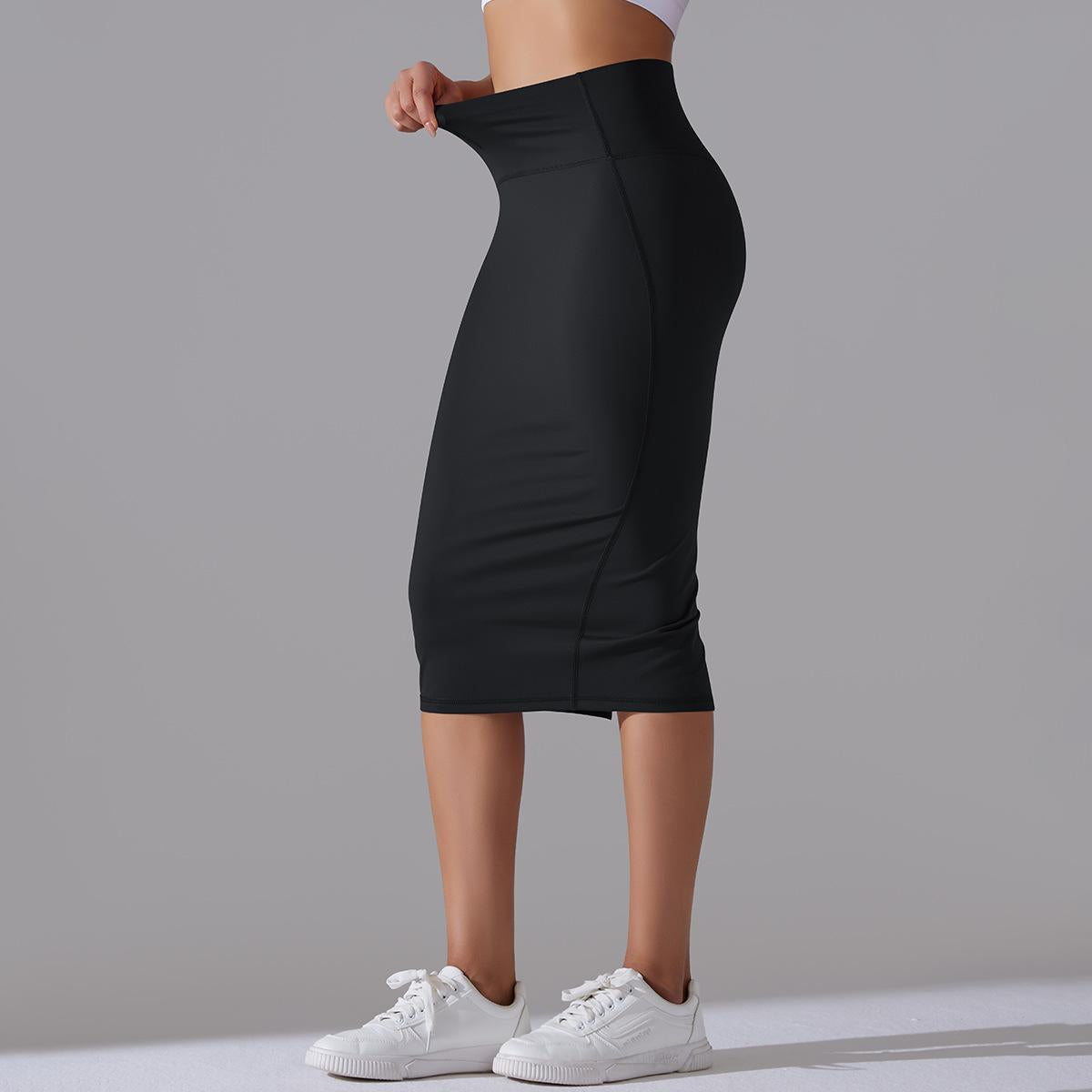 BamBam Women High Waist Stretch Slit Sports Skirt - BamBam