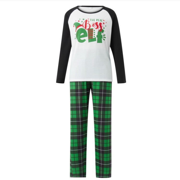 BamBam New Year's Parent-Child Family Outfits Spring And Autumn Letter Printed Christmas Pajamas Set For The Whole Family - BamBam