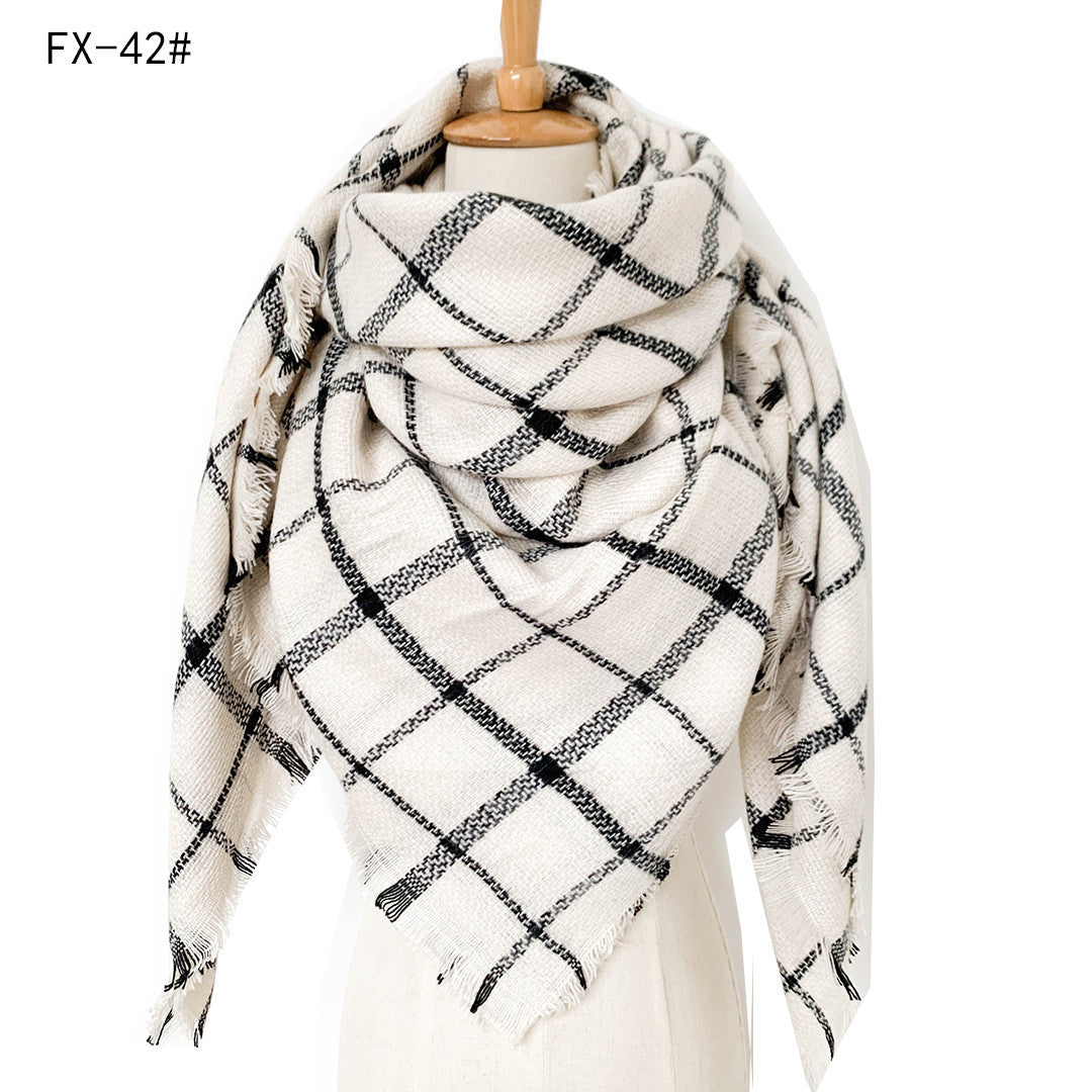 BamBam Autumn and winter imitation cashmere plaid square scarf scarf shawl - BamBam