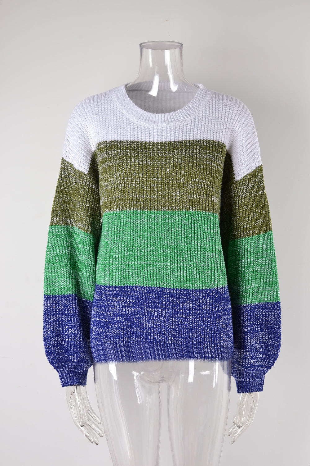 BamBam Autumn/Winter Patchwork Contrast Color Plus Size Loose Pullover Knitting Shirt - BamBam