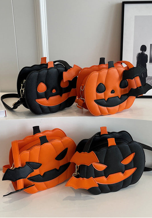 Funny Pumpkin Bag Fashion Contrast Color Creative Style Trendy Single Shoulder Women's Bag Chain Cartoon Diagonal Bag