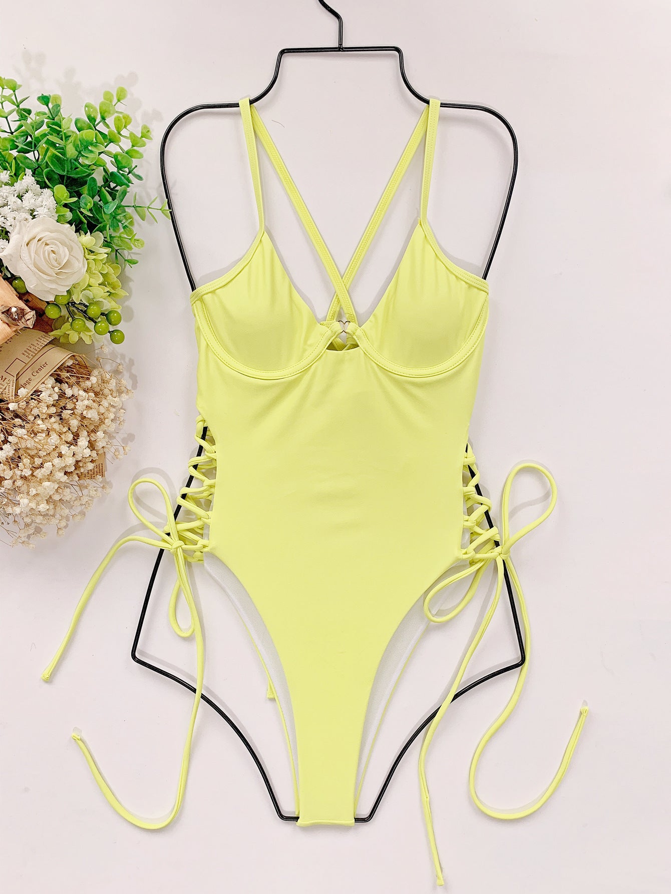 BamBam Women Sexy Bikini Solid Suspender Swimwear - BamBam