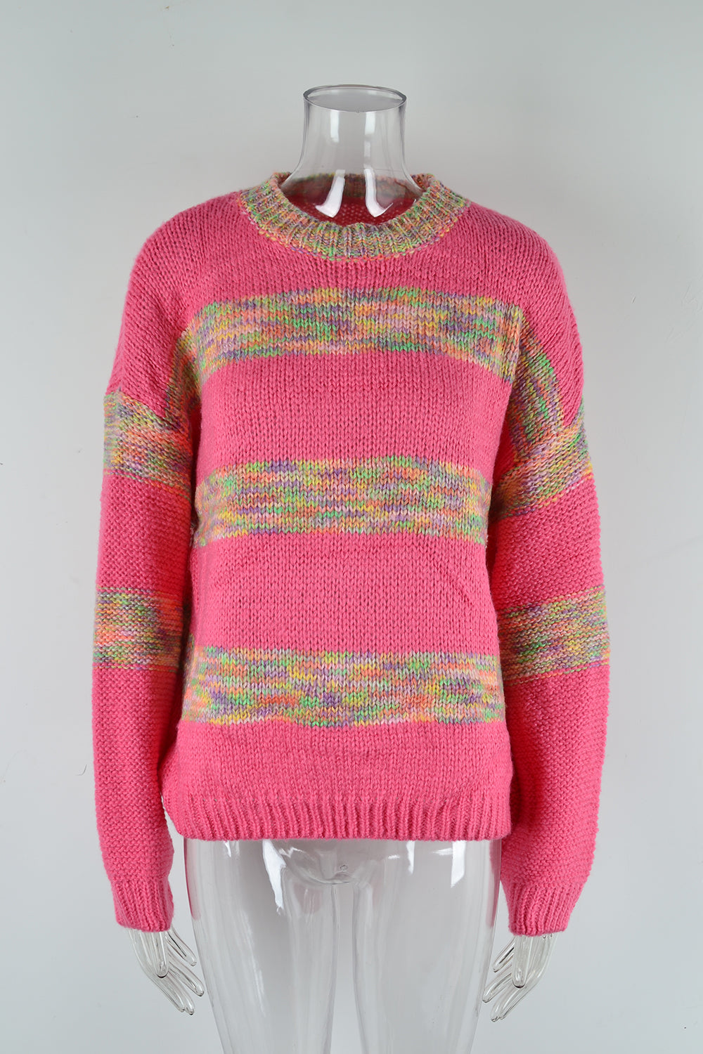 BamBam Autumn Winter Women's Sweater Loose Round Neck Patchwork Knitting Shirt Pullover Fashion Sweater - BamBam