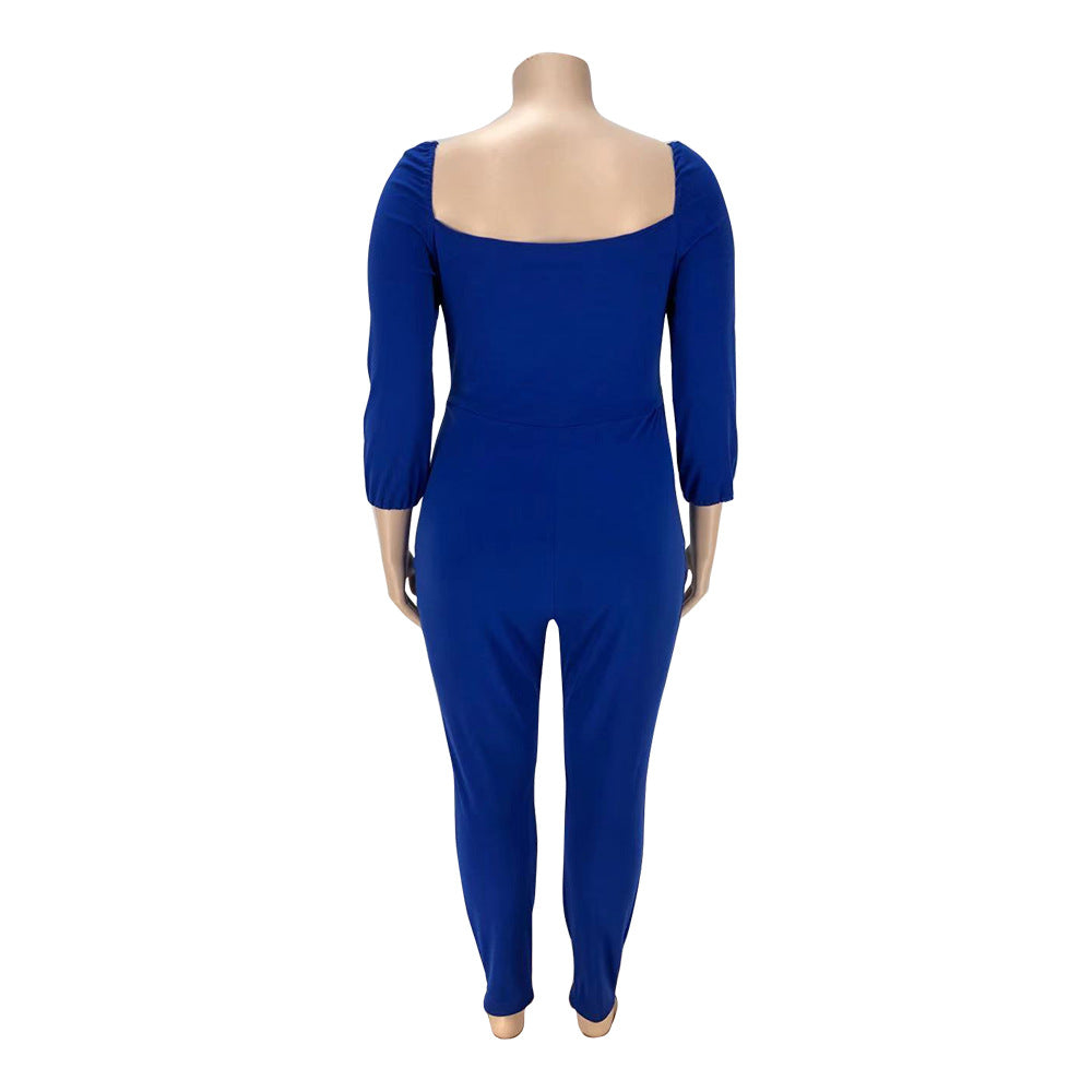 BamBam Plus Size Women Sexy Solid Cut Out Jumpsuit - BamBam Clothing