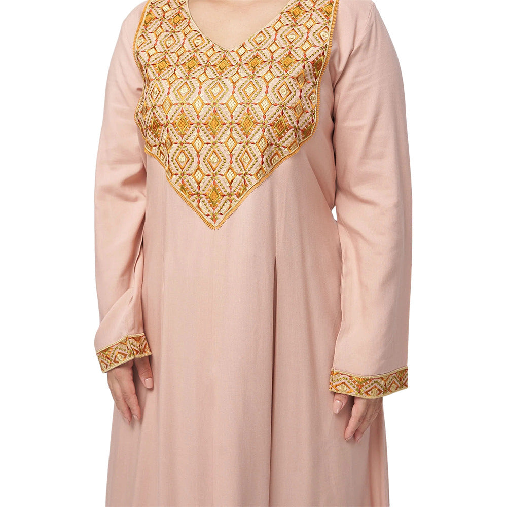 BamBam Muslim Women Embroidered Lace Dubai Casual Robe Women Muslim - BamBam