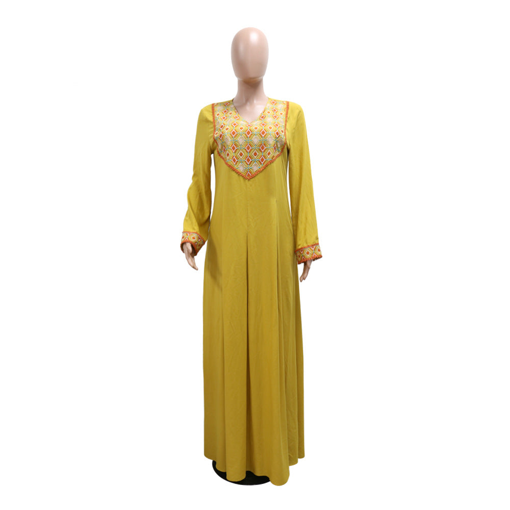 BamBam Muslim Women Embroidered Lace Dubai Casual Robe Women Muslim - BamBam