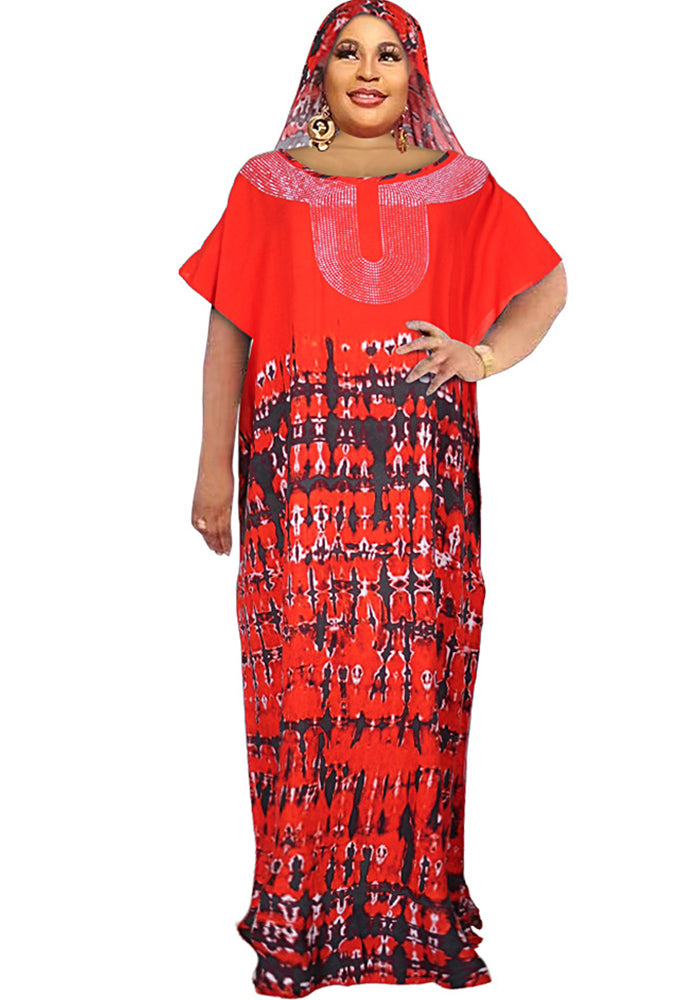 Muslim Plus Size African Women Dress with Hijab