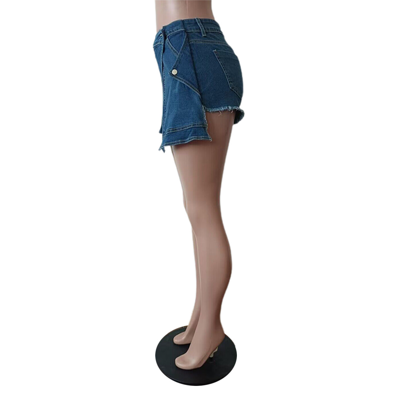 BamBam Denim shorts women's apron elastic shorts - BamBam
