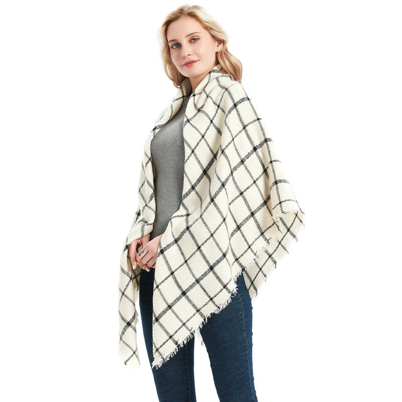 BamBam Autumn and winter imitation cashmere plaid square scarf scarf shawl - BamBam