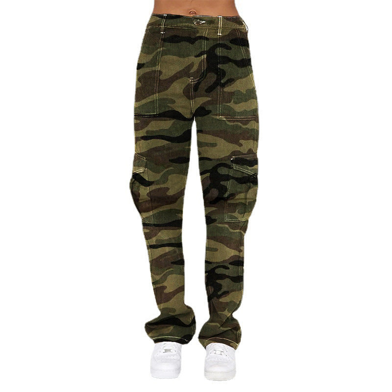 BamBam Trendy Denim Pants Women's Loose Street Camouflage Cargo Pants - BamBam
