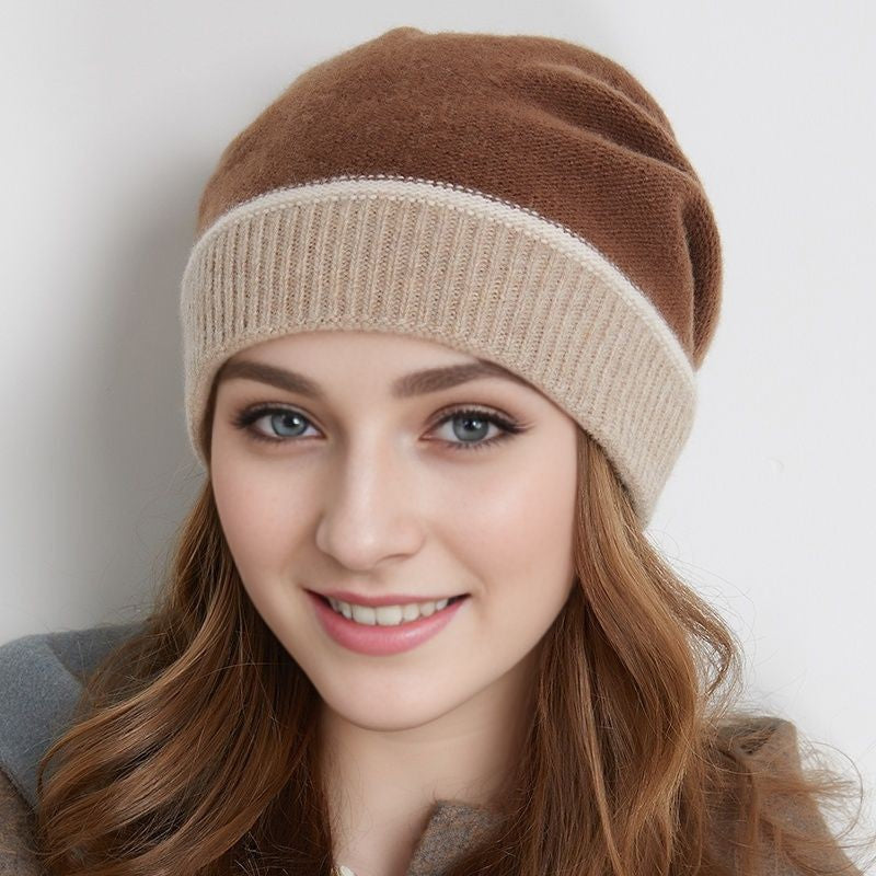 BamBam Autumn And Winter Warm Contrast Color Knitting Hat - BamBam