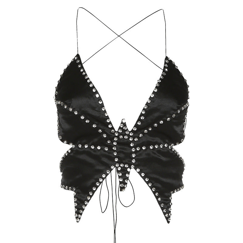 BamBam Summer women's fashion sexy halter neck backless bow beaded slim Camisole women vest - BamBam