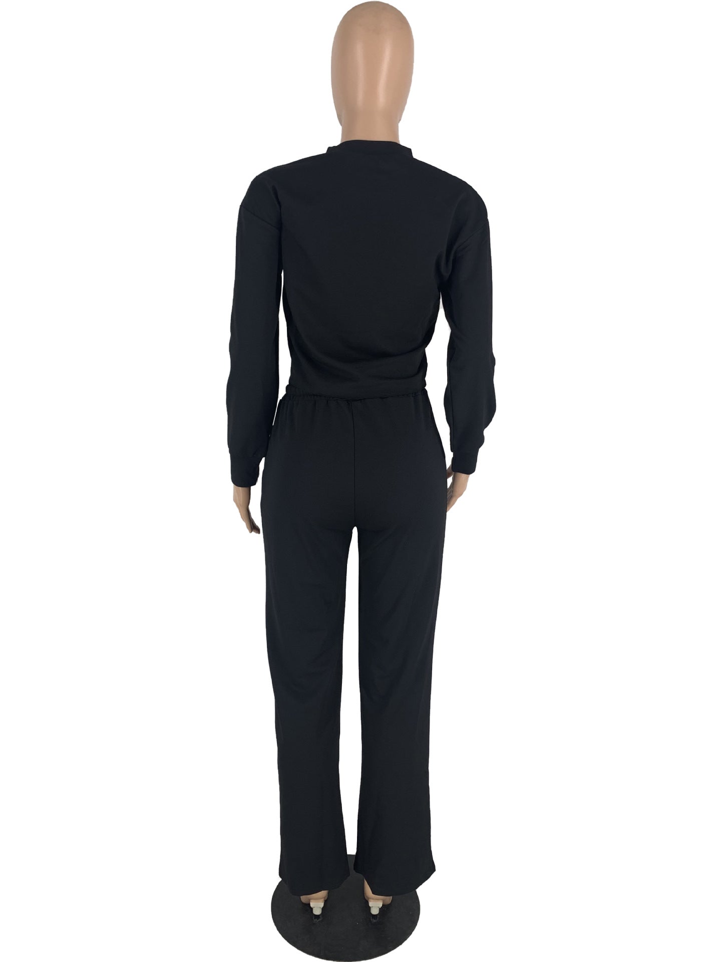 BamBam Solid Color Long Sleeve Pocket Straight Pants 2 Piece Set - BamBam