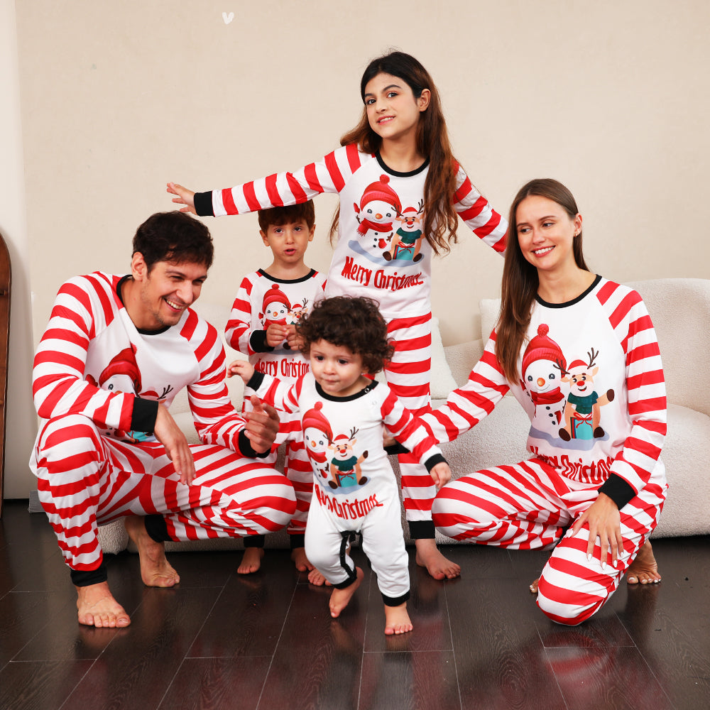 BamBam Christmas Family Wear Striped Print Pajama Set - BamBam