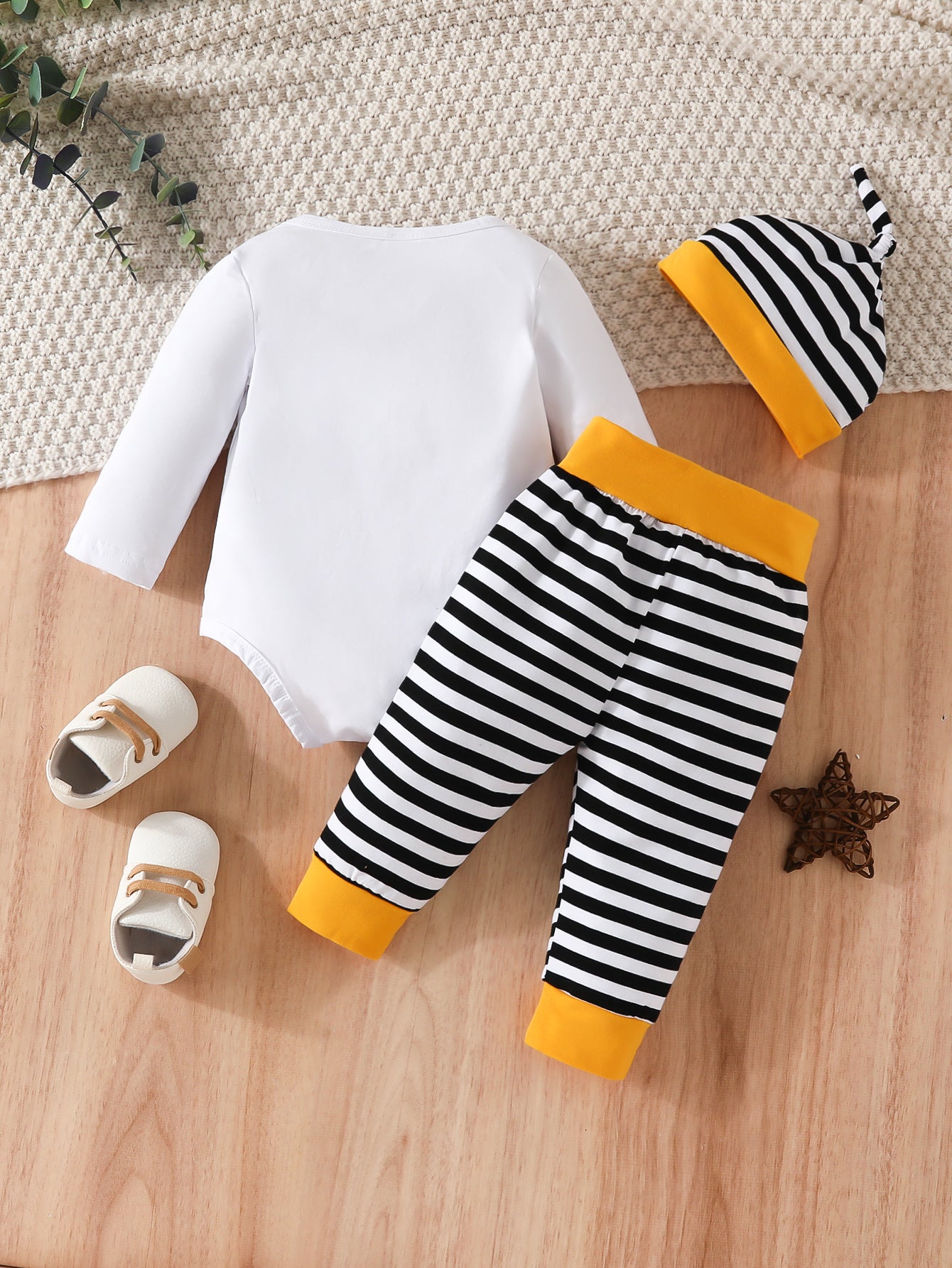 BamBam Baby Boy Long Sleeve Romper+Pants+Hat Three-Piece - BamBam