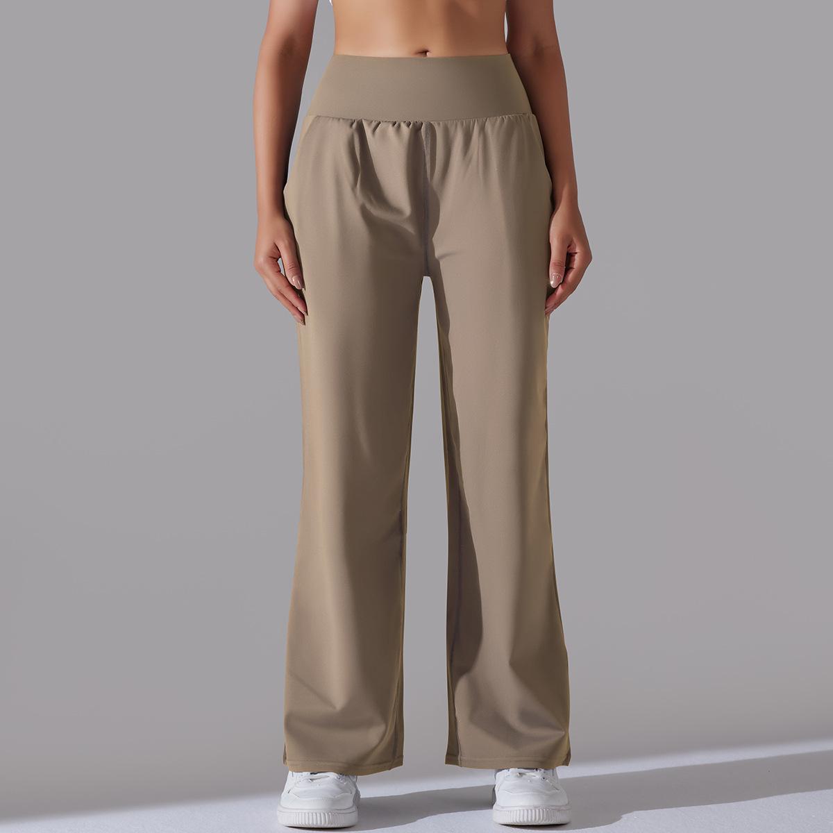 BamBam Women Sports Casual Loose Yoga Pants Pocket High Waist Wide Leg Pants - BamBam