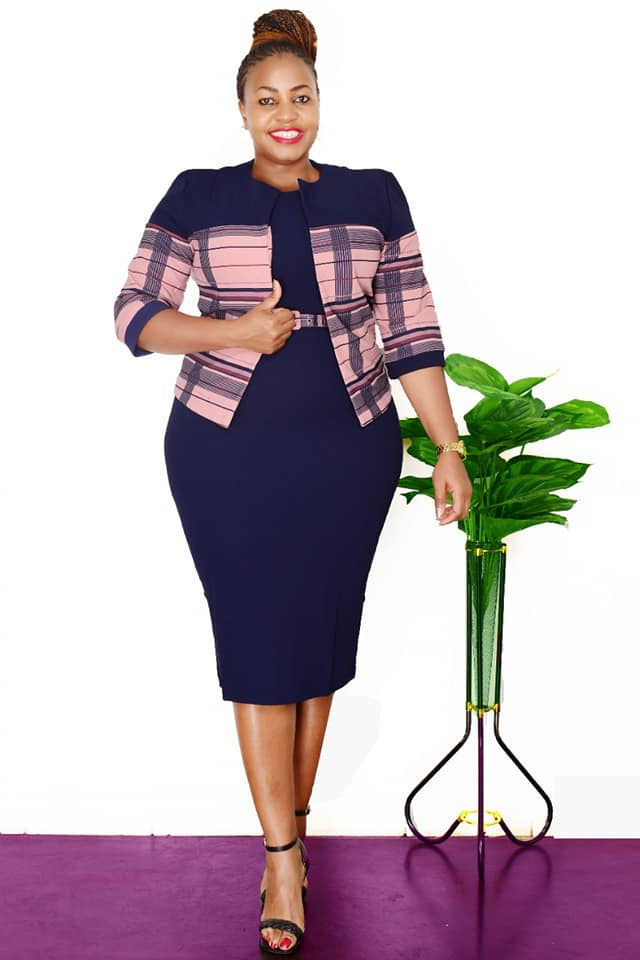 BamBam Africa Plus Size Women's Fall Coat Dress Two Piece Career Set - BamBam